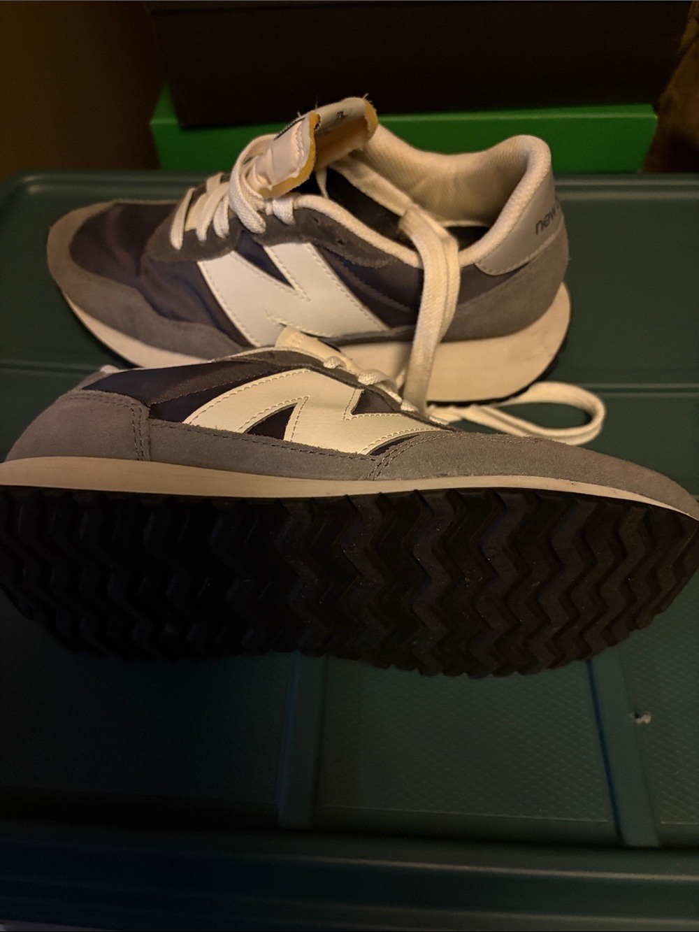 New Balance Women's Gray and White Lace-Up Sneakers - Picture 2 of 3